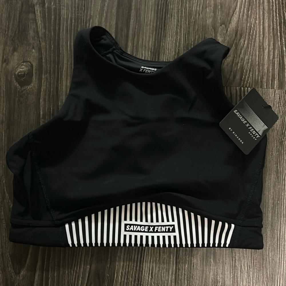 Savage X Fenty Black Sports Bra - Medium, New with Tags